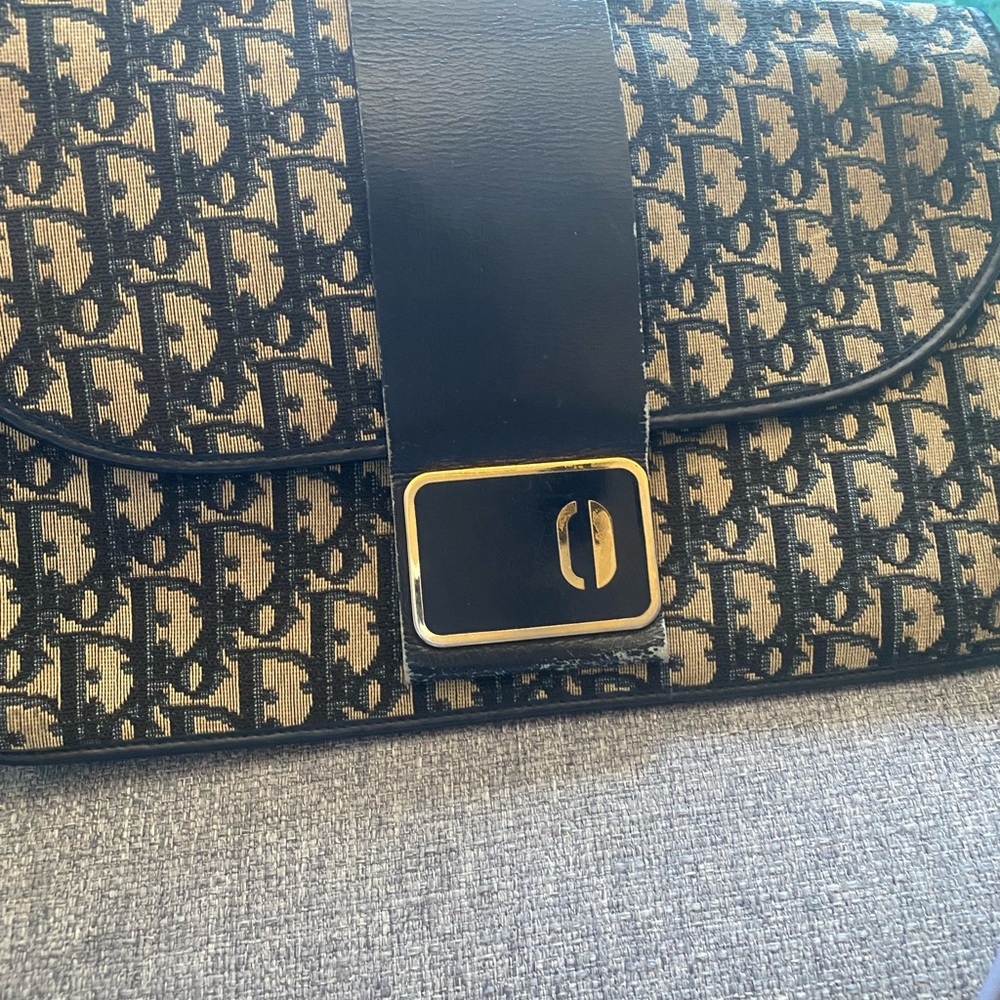 Dior Beige and Black Monogram Clutch
